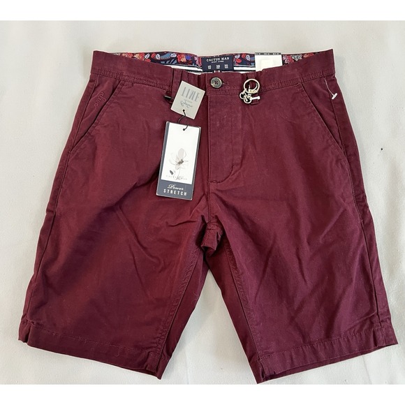 Cactus Man Burgundy Chino‎ Shorts Casual Summer Wear, Size 30 - Picture 1 of 9